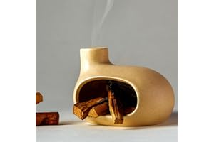 MOUGIGI Palo Santo Holder - Ceramic Incense Burner for Palo Santo Sticks, Cone, and Spiritual Sage - Modern Chiminea for Meditation - Handcrafted Smudge Bowl and Meditation Gift