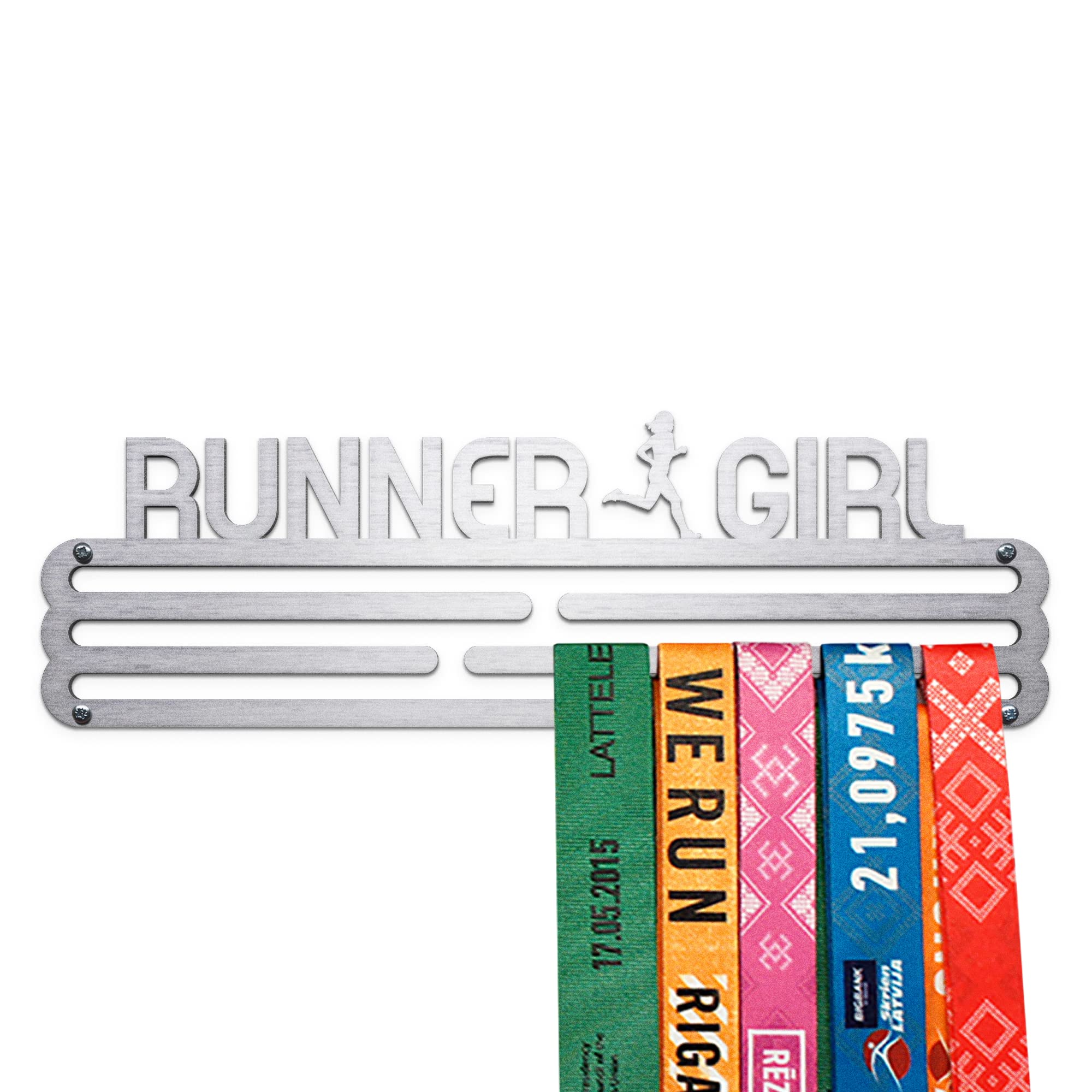 United Medals RUNNER GIRL Sport Medal Hanger Display | Stainless Steel Medal holder | Awards display rack for up to 30 medals