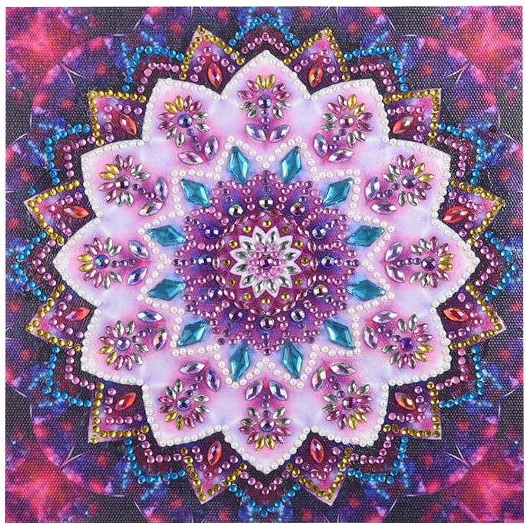 beautijiam 5d Diamond Painting Kits for Adults, Mandala Pattern Partial Multi-shaped Diamond Cross Stitch for Home Wall Decor 25x25cm