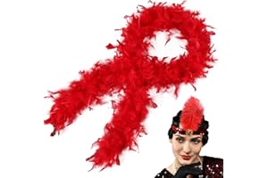 MehelloFeather Turkey Feather Boa 2 Yards 45g with 1920s Headband for DIY Craft Wedding Party Halloween Costume Decoration
