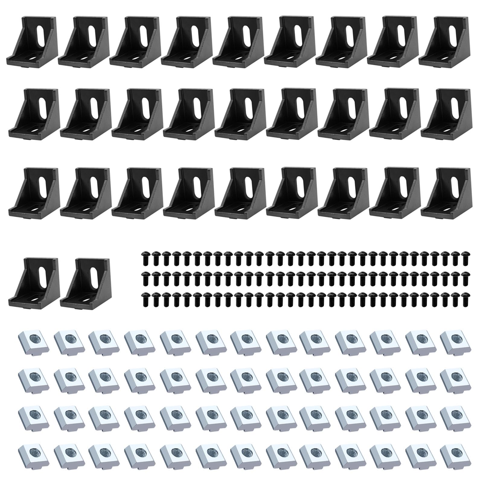 Photo 1 of SeekLiny 26pcs 4040 Aluminum Extrusion Corner Angel Bracket Connector 4040 Hardware T-Slotted Accessories V-Slot with T Nuts and Screws for 4040 Aluminum Profile 3D Printer Frame Parts Silver