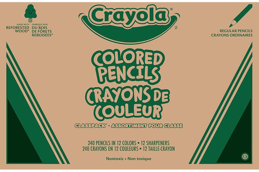 Crayola Colored Pencils Classpack (240ct), Teacher Must Haves, Classroom Essentials, Bulk Colored Pencils for Kids, 12 Colors, Back to for School Coloring Supplies