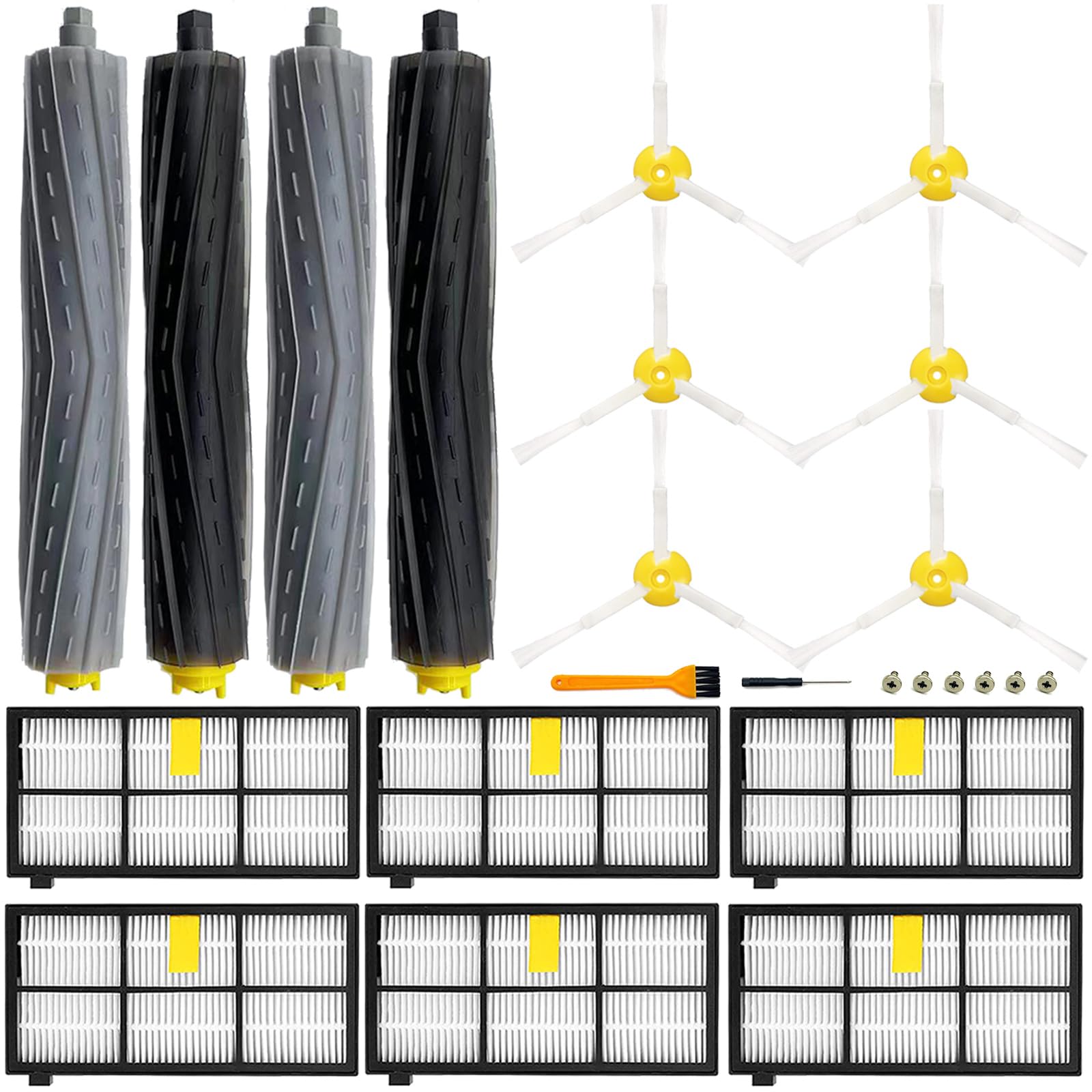 14 Pack Roomba 800 900 Series Replacement Parts for irobot Roomba 805 960 860 861 866 870 880 890 900 960 980 981 985 Robot Vacuum, 2 Debris Extractor 6 Filters 6 Side Brushes & 6Screws