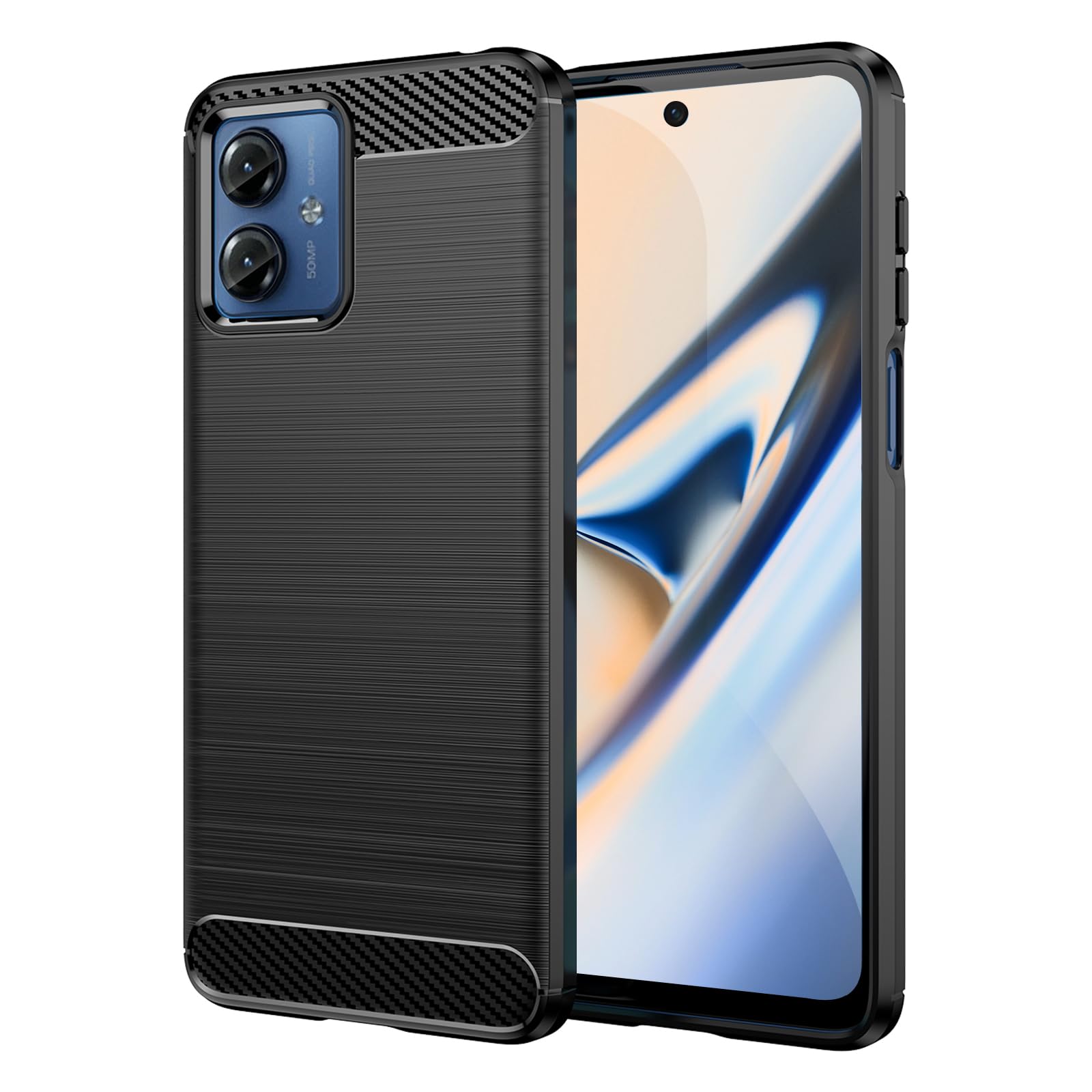 TailTech Case for Motorola G14 Moto G14 - [Black] Brushed Stripe TPU Phone Cover with Shockproof Protection, Compatible with Moto G14 Phone Case