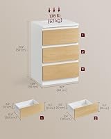 VASAGLE KAILYN Bedside Tables with Power Strip Set of 2 Cloud White Almond view 5
