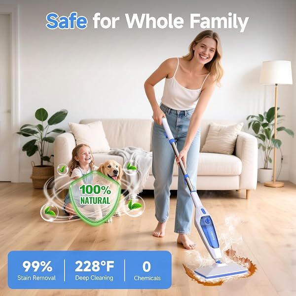 SENMO STEAM MOP, 14-IN-1 DETACHABLE STEAM CLEANER FOR HOME AND FLOOR, 1300W 228°F DEEP CLEANING MULTIPURPOSE FLOOR STEAMER WITH 14 ATTACHMENTS