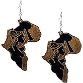 T-ztoss African Earrings for Women Juneteenth Earrings Wooden Map Dangle Earrings Black History Month Jewelry accessories