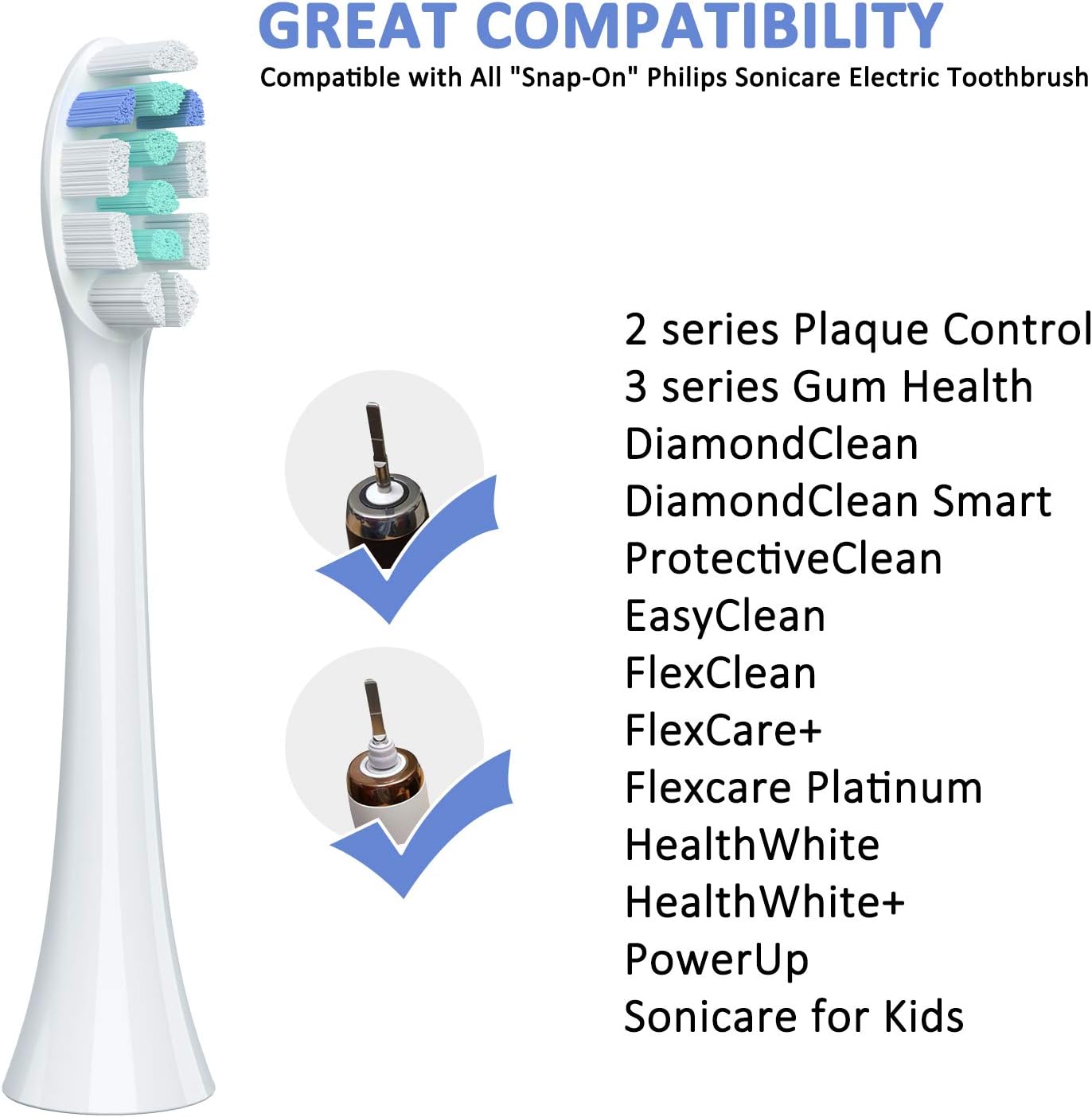 REDTRON Standard Toothbrush Heads Compatible with Philips Pro Results, 8 Pack Toothbrush Heads for FlexCare ProtectiveClean - Image 3