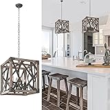 4-Light Wood Black Metal Pendant Lights Kitchen