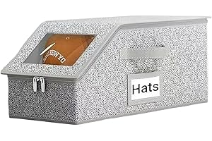 Hat Organizer for Baseball Caps Foldable Dustproof Baseball Cap Storage with Lid Stackable Space-Saving Storage Box for Close