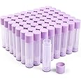 LotFancy Lip Balm Tubes Empty, 60PCS 5.5ml (3/16 Oz), Clear Lip Balm Container Tubes with Purple Caps, BPA Free & Leak Free, Refillable