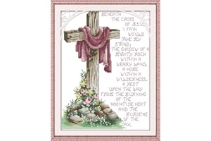 Amiiba Stamped Cross Stitch Kits, Resurrection Cross Jesus DIY 11CT 13.3x16.5 inch (Cross)