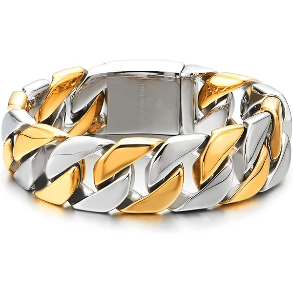 Amazon.com: Qiaonitu 24mm Stainless Steel Men's Biker Curb Cuban