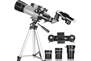 Celticbird Telescopes for Kids Beginners, 70mm Aperture 400mm Astronomical Refracting Telescope for Adults Students - Travel Telescope with Tripod, Phone Adapter, Barlow Lens(Grey)