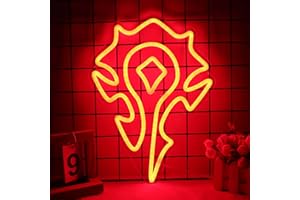 Pinlangdou Red-Horde Neon Sign World of War Craft Themed Neon Lights Light Up Your Game Fantasy World for Wall Decor Kids Room Bedroom Teens Room Game Deco
