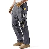 IGOLUMON Men's Stretch Tactical Work Pants, Breathable Ripstop Cargo Pants with 15 Pockets, Construction EDC Hiking Pants