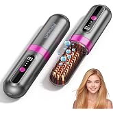 Go Brush Pro 2026 Upgraded Cordless Hair Straightener Brush for Women | Ionic &amp; Anti‑Frizz, Ceramic Tourmaline MCH Fast Heating, Anti‑Scald, 3 Temp Settings, 4000mAh Type‑C Portable Straightener
