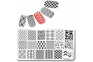 Mezerdoo 1pcs Line Fish Scale Design Nail Art Stamping Template Illusion Grids Stamping Plate