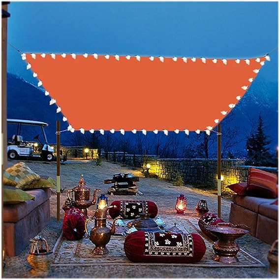 Sun Shade Sail with Solar String Lights, Waterproof 95 UV Protection