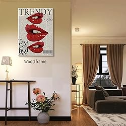 Trendy Y2k Newspaper Wall Art Vintage Red Lips Kiss