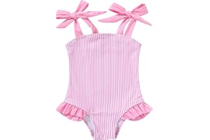 YOUNGER TREE Toddler Swimsuit Girl Color Block Stripe One-Piece Swimwear Baby Girl Bathing Suits