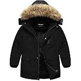 Chrisuno Boy's Med-length Parka Winter Coat Waterproof Outwear Ski Snow Jackets Thick Padded Insulated Windbreaker