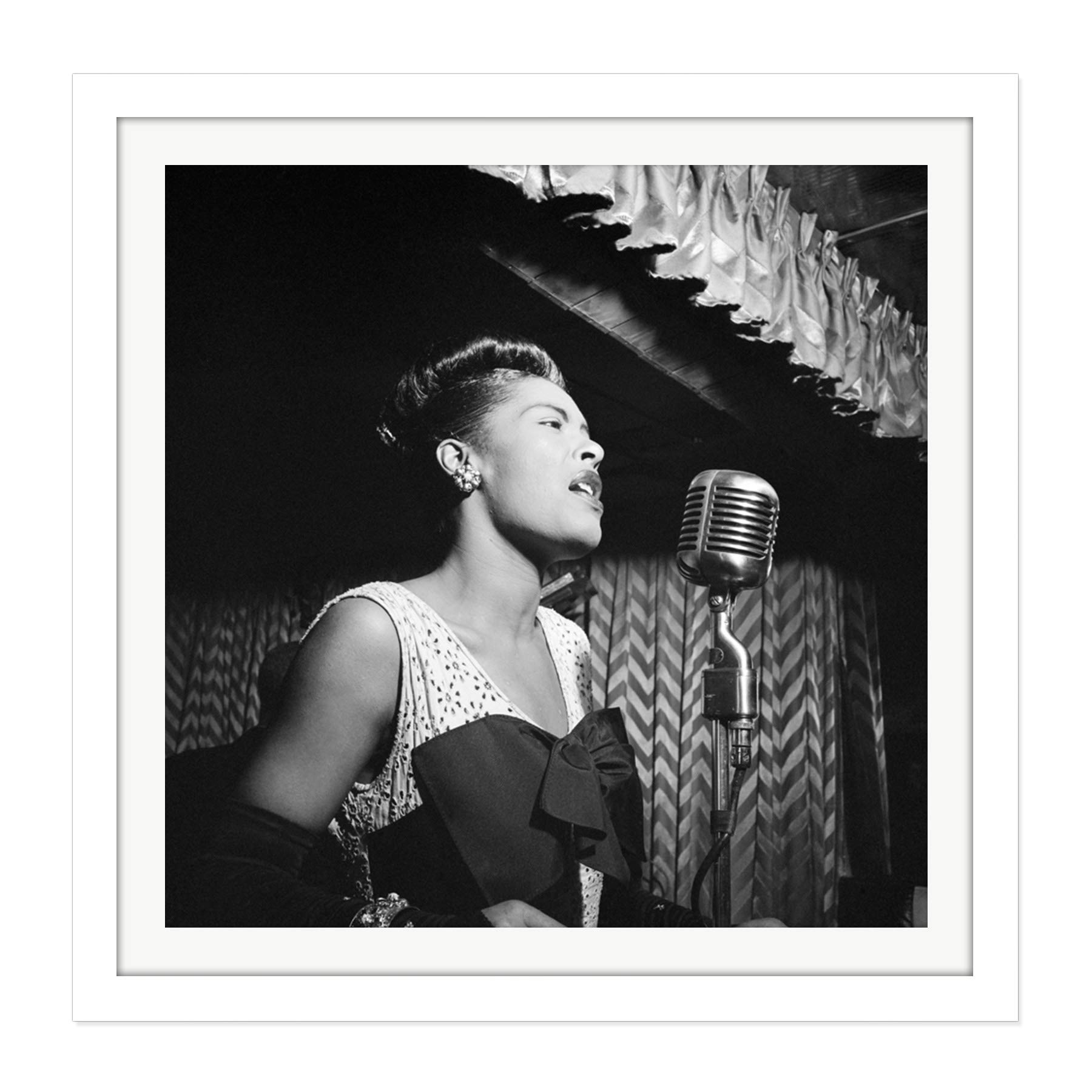 Gottlieb Jazz Legend Singer Billie Holiday 1947 Photo Square Wooden Framed Wall Art Print Picture 16X16 Inch