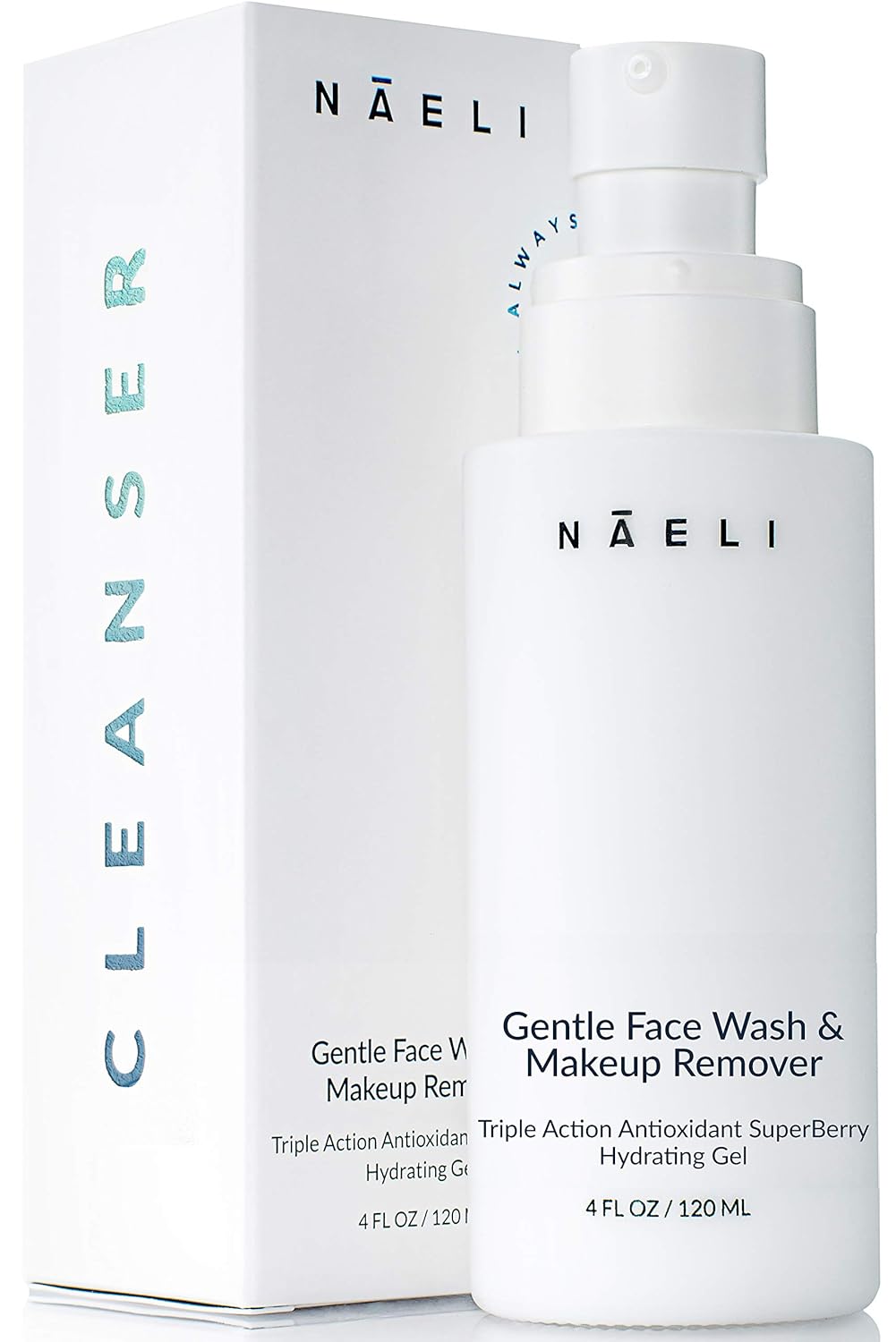 Gentle Face Cleanser - Hydrating Face Wash Gel with Natural SuperBerry Antioxidants, Vitamin C & Hyaluronic Acid, Removes Impurities & Makeup, Soothes & Softens Skin - Vegan, Oil Free, Paraben Free & Non-Comedogenic, 4 oz