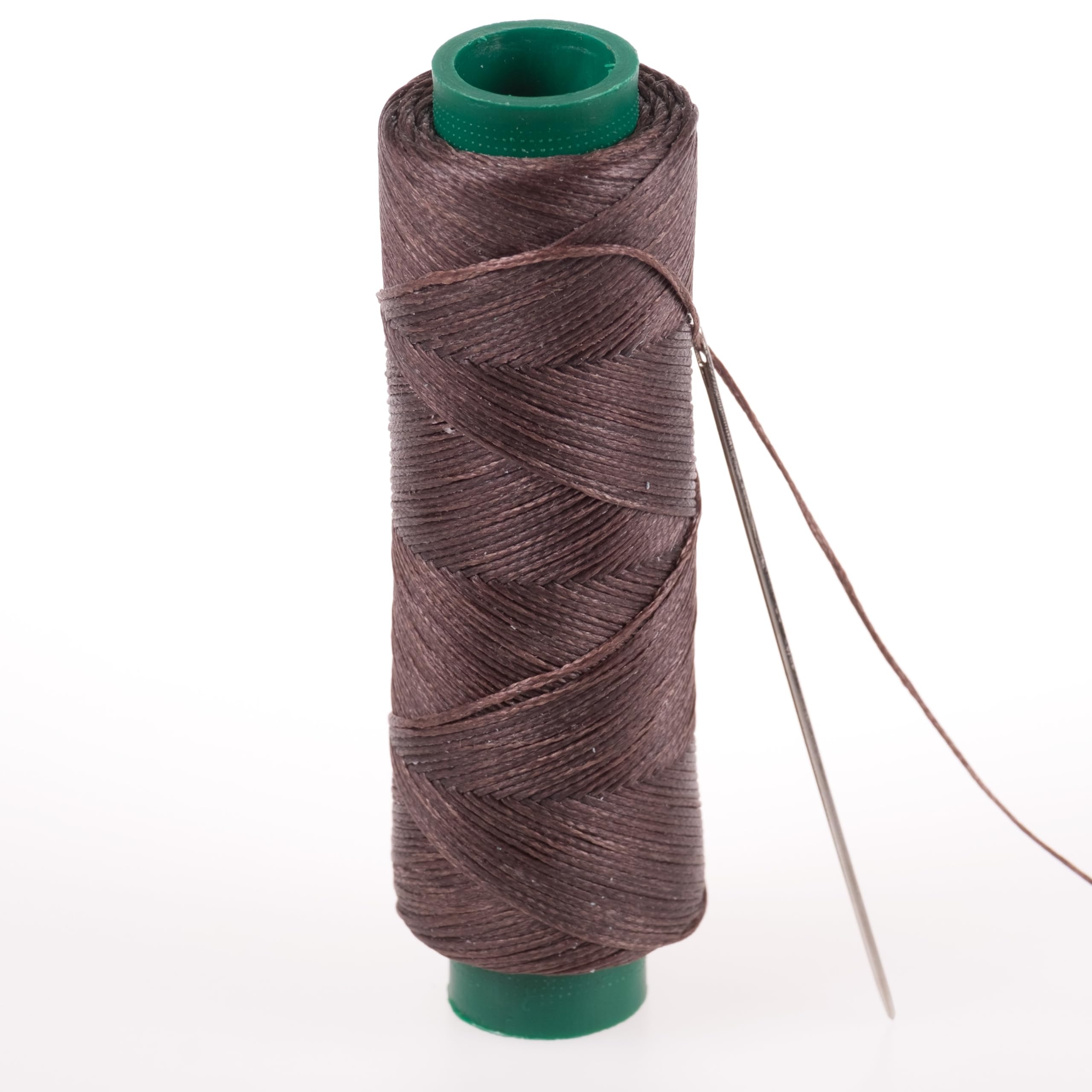 Shelver Waxed Thread, Strong Thread for Leather, Upholstery, Shoe, Bag, incl. Needle (Colour: Brown 114)