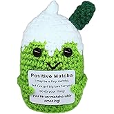 Zelaxeyi Mini Matcha Handmade Crochet Doll Birthday Gift for Best Friend, Cute Inspirational Gift for Friends, Family and Coworkers, Emotional Support
