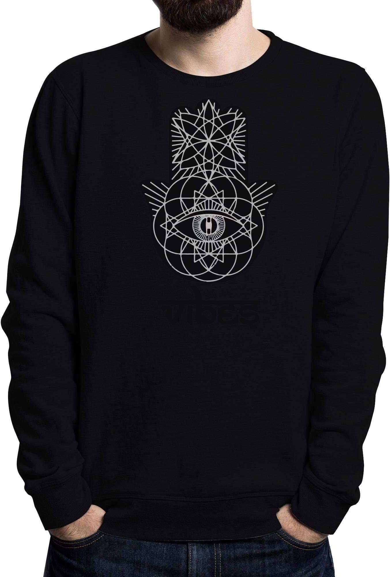Aum Oum Vibes Hamsa Mandal Style Men Sweatshirt Sweater Black