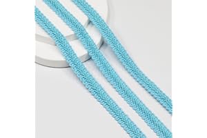 VOOMOLOVE Sky Blue Gimp Braid Trim 12Yards 12mm/0.47inch Fabric Decorative Webbing for All Kinds of Sewn Garments, Curtains,Lampshade, Sofa DIY Sewing and Crafting (Sky Blue-12mm)