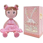 Conzy Stuffed Baby Doll Gifts for Girl 44CM Super Soft Buddy Cuddly Baby Girl Plush Toy Gifts wtih Gift Bag 17.3 Inches in Standing (Pink)