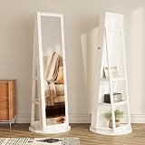 Dripex White Jewelry Organizer Mirror Wardrobe 360° Swivel Lockable 3 in 1 view 8
