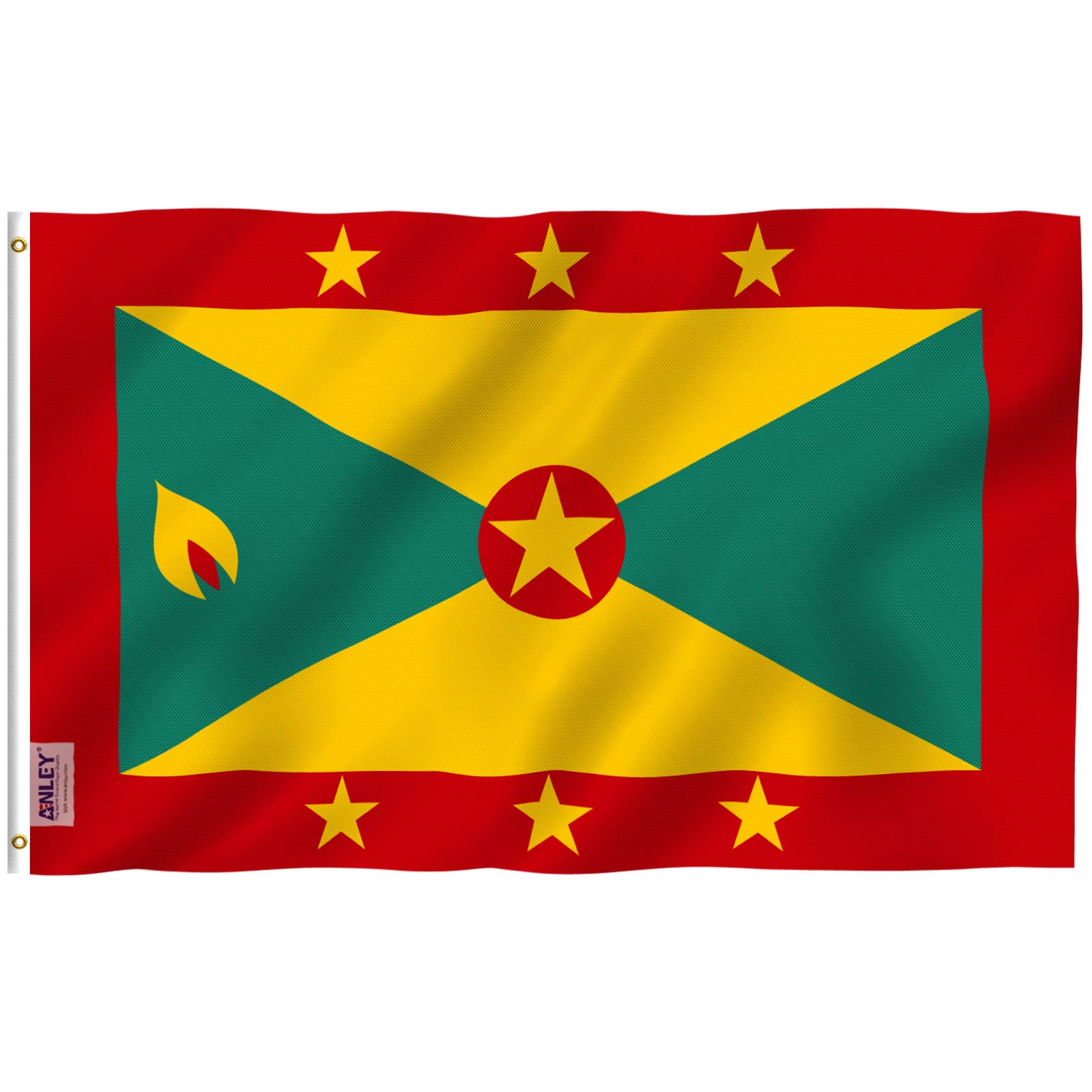 ANLEY Fly Breeze 3x5 Feet Grenada Flag - Vivid Color and UV Fade Resistant - Canvas Header and Double Stitched - Grenadian Flags Polyester with Brass Grommets 3 X 5 Ft