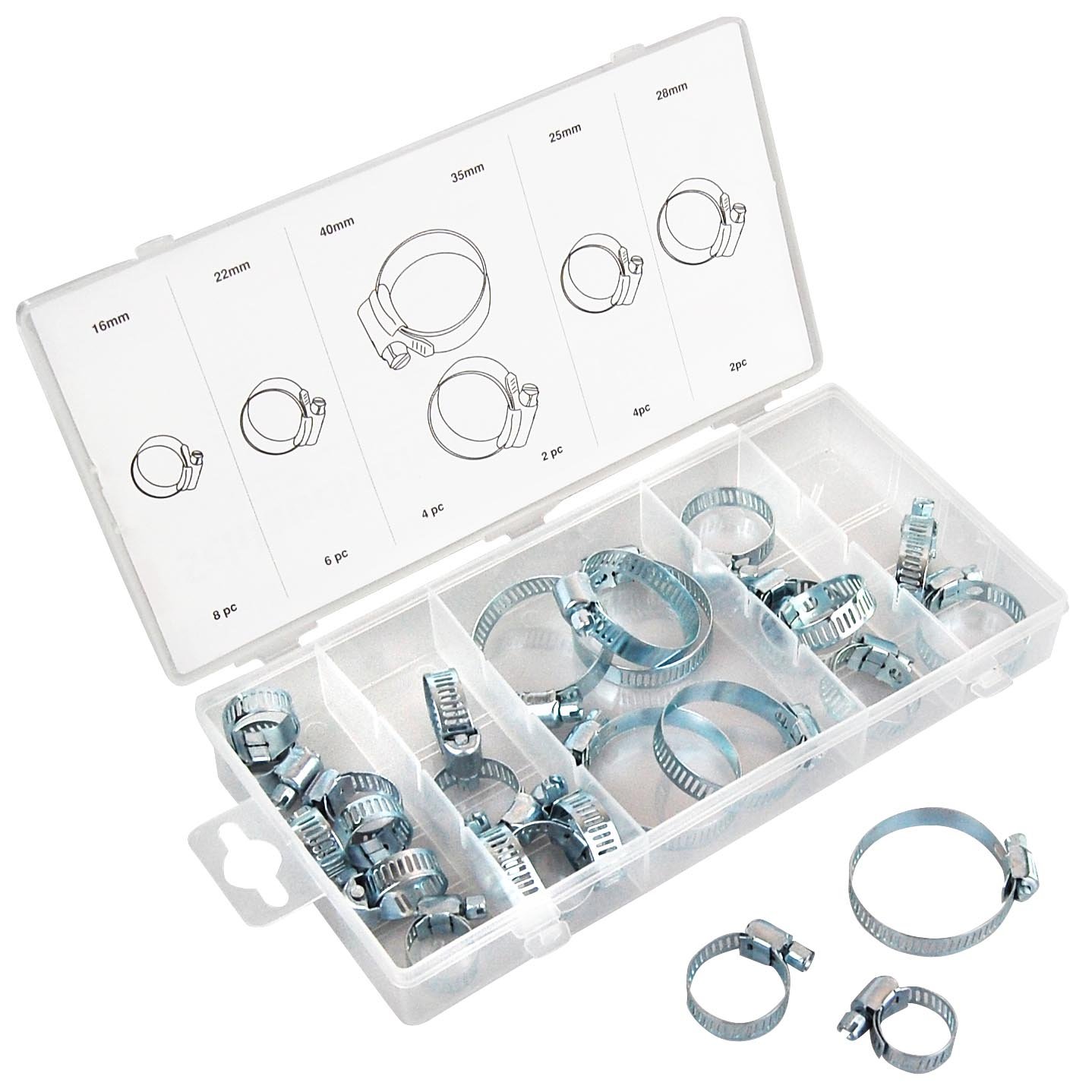 26 Assorted Hose Clamps, Carbon Steel Hose Clamps