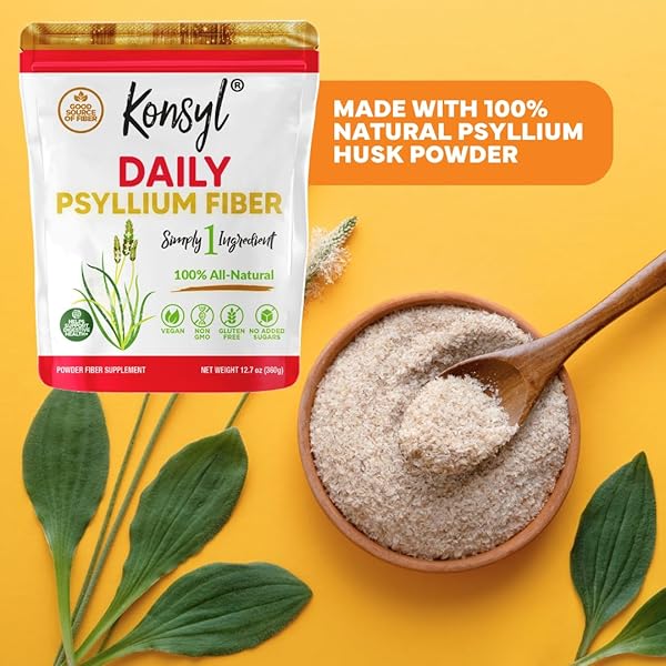 KONSYL DAILY PSYLLIUM FIBER 360G / 12.7OZ – NON-GMO, VEGAN, KETO-FRIENDLY, FIBER SUPPLEMENT POWDER – SUPPORTS DIGESTIVE HEALTH