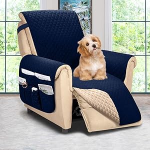 Reversible Recliner Chair Cover, Sofa Covers for Dogs,Sofa Slipcover,Couch Covers for 3 Cushion Couch,Couch Protector(Recliner Oversize:Navy Blue/Brown)