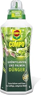 Compo Grünpflanzen- und Palmendünger für alle Zimmer-, Balkon- und Terrassenpflanzen, Spezial-Flüssigdünger mit extra Kalium und Eisen, 1 Liter