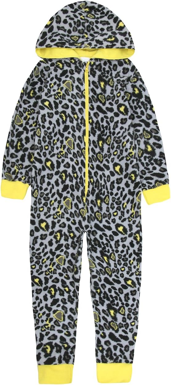 ONEZEE Girls Leopard Print Sleepsuit Pyjamas with Hood