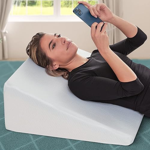 Bed Wedge Pillow 10 Inch Wedge Pillow For Sleeping with Memory Foam Top,  Lower Back Pain Support Cushion, Sleep Apnea Pillow, Pregnancy, Acid