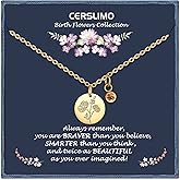 CERSLIMO Birthday Gifts for Her Birth Flower Necklaces, 18K Gold Plated Dainty Birth Month Floral Birthstone Disc Coin Pendant Necklaces | Women Wildflower Jewelry Gifts for Valentines Anniversary