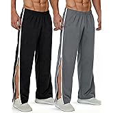 Wovnet Tear Away Pants for Men Sweat Basketball Pants 2 Side Zippers off Full Open Sweatpant with Pockets