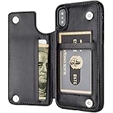 Aoksow Wallet Case for iPhone Xs, Premium PU Leather Case with Kickstand Card Holder Drop Protection Shockproof Cover for iPh