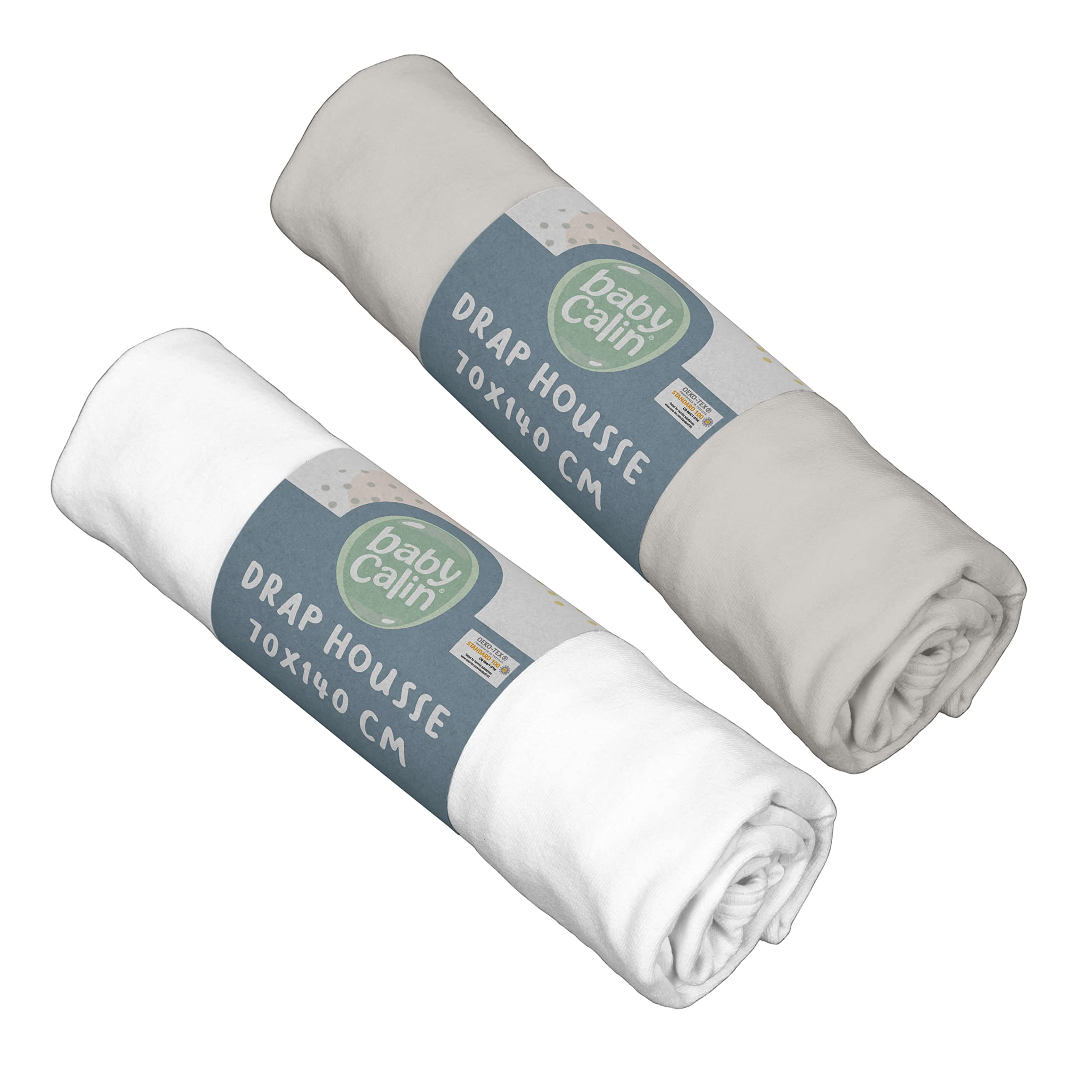 BabyCalin - Set of 2 fitted sheets White/Grey BabyCalin- 70x140 cm