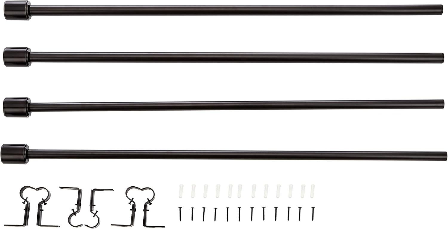 Basics 1-Inch Curtain Rod with Cap Finials - 2-Pack, 36 to 72 Inch, Espresso: Home & Kitchen