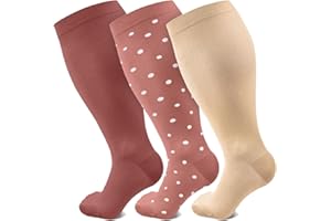 FUELMEFOOT Plus Size Compression Socks for Women Men Wide Calf 15-20 mmHg Extra Large for Circulation Support Recovery