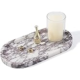 Koville Real Luxurious Natural Marble Vanity Tray, 10"x5" Calacatta Viola Marble Catchall Tray for Bathroom, Stone Perfume Trays Jewelry Dish for Dresser, Genuine Stone Storage Tray for Home Decor