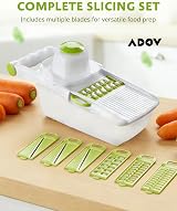 ADOV All in 1 Mandoline Slicer 8 Blades Food Container Hand Guard Lime view 2