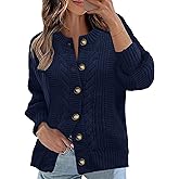 Rapbin Women's Cable Knit Cardigan Open Front Sweater Casual Long Sleeve Button Coats Outerwear